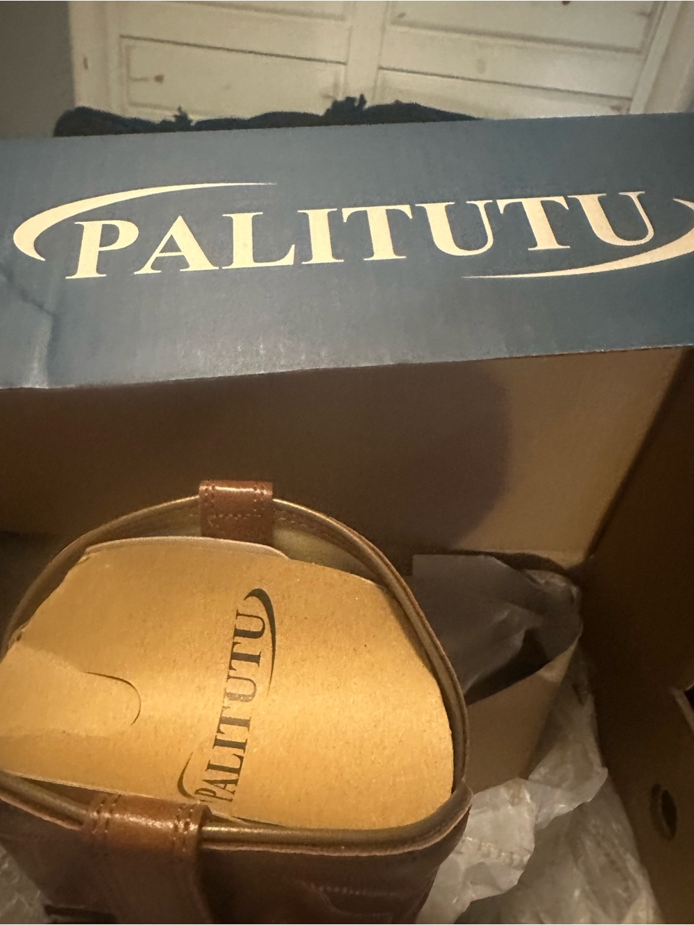 Palitutu Women’s Brown Leather Boots 7.5 Original Box New With tags